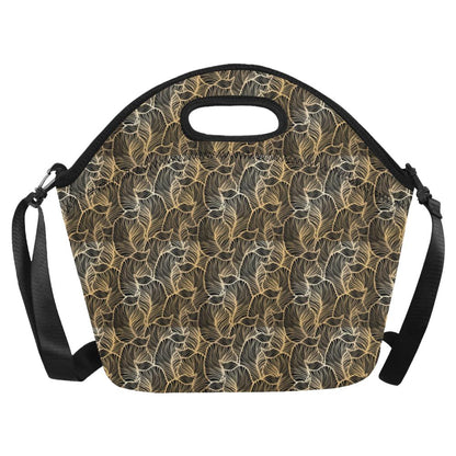 Elegant Gold leaf Print Neoprene Lunch Bag (Model 1669)(Large)-JTAMIGO.COM