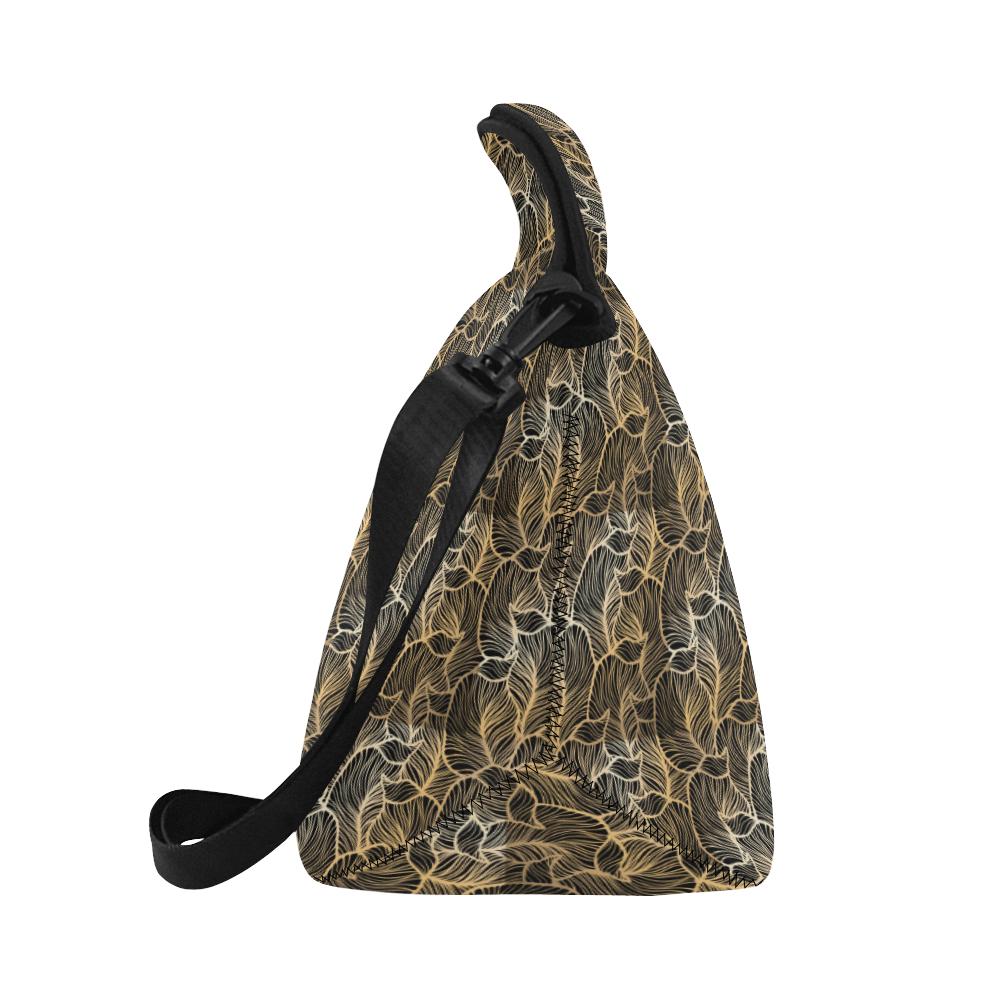 Elegant Gold leaf Print Neoprene Lunch Bag (Model 1669)(Large)-JTAMIGO.COM