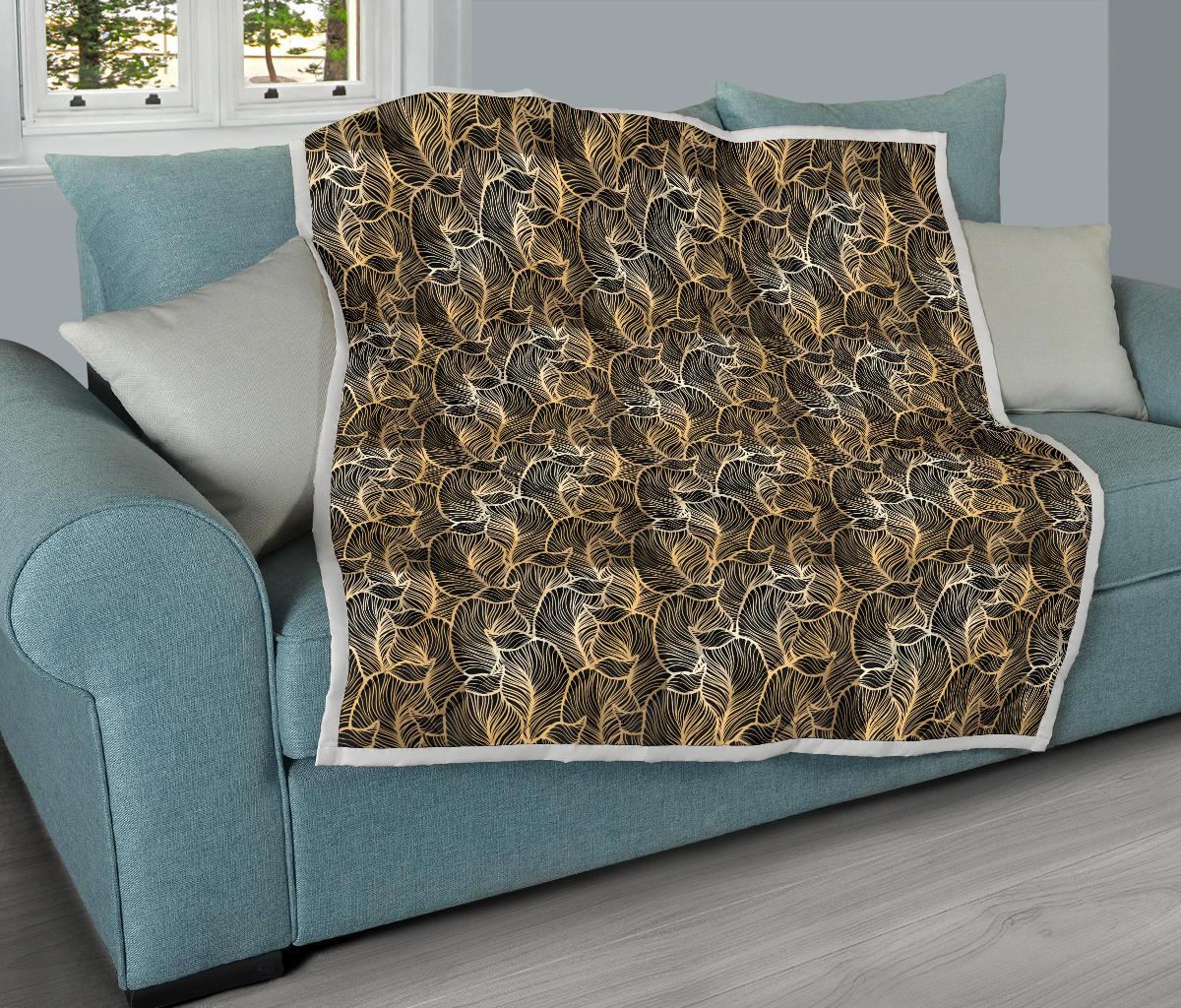 Elegant Gold leaf Print Premium Quilt-JTAMIGO.COM