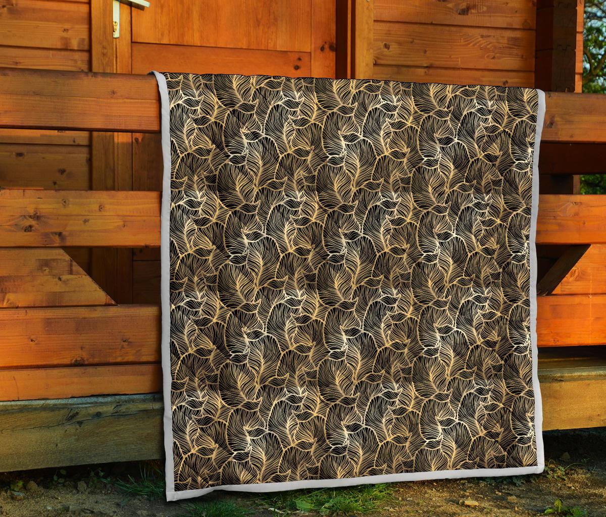 Elegant Gold leaf Print Premium Quilt-JTAMIGO.COM