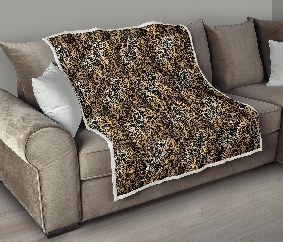 Elegant Gold leaf Print Premium Quilt-JTAMIGO.COM