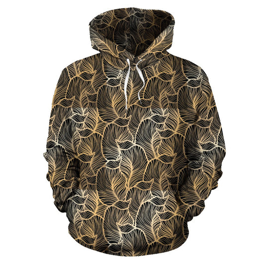 Elegant Gold leaf Print Pullover Hoodie