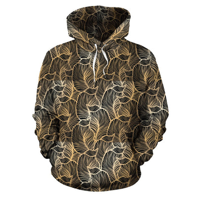 Elegant Gold leaf Print Pullover Hoodie