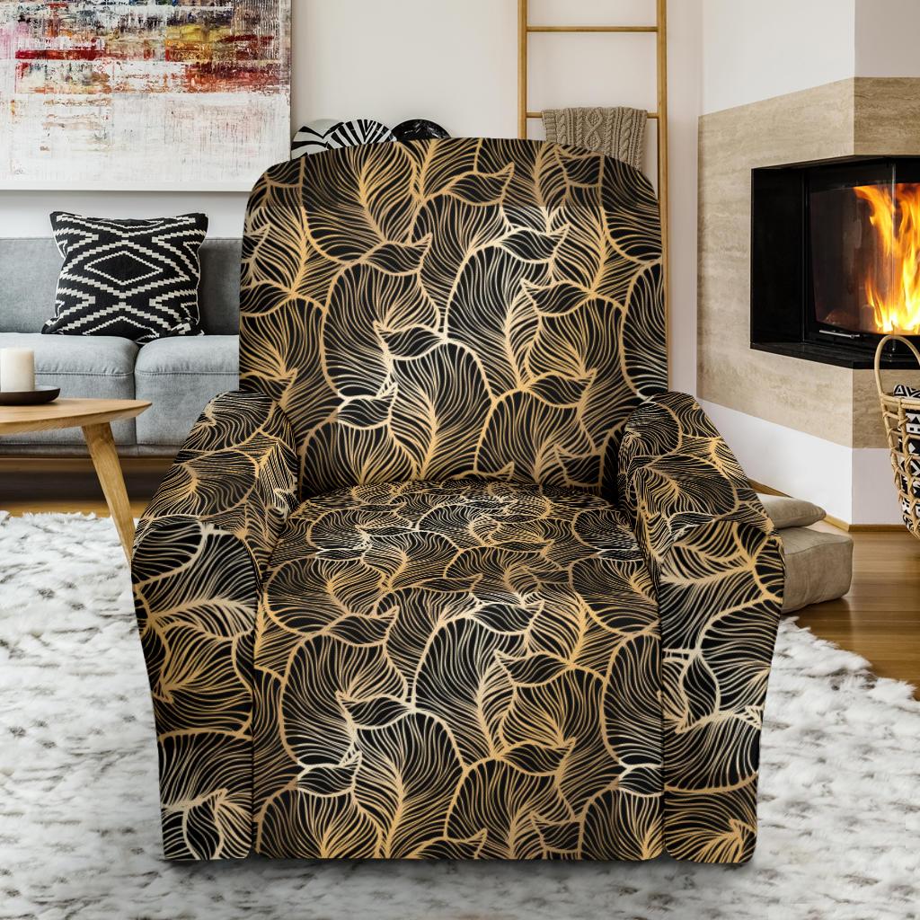 Elegant Gold leaf Print Single Sofa Slipcover -JTAMIGO.COM