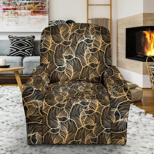Elegant Gold leaf Print Single Sofa Slipcover -JTAMIGO.COM