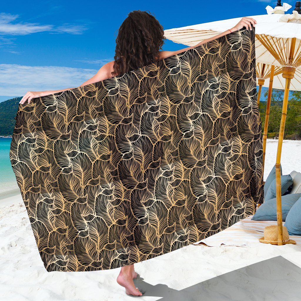 Elegant Gold leaf Print Sarong Pareo Wrap