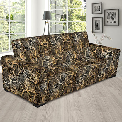 Elegant Gold leaf Print Sofa Slipcover-JTAMIGO.COM