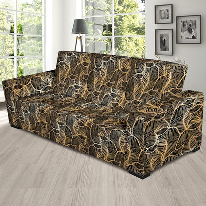 Elegant Gold leaf Print Sofa Slipcover-JTAMIGO.COM
