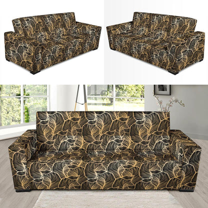 Elegant Gold leaf Print Sofa Slipcover-JTAMIGO.COM