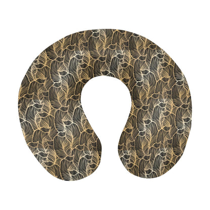 Elegant Gold leaf Print U-Shaped Travel Neck Pillow-JTAMIGO.COM