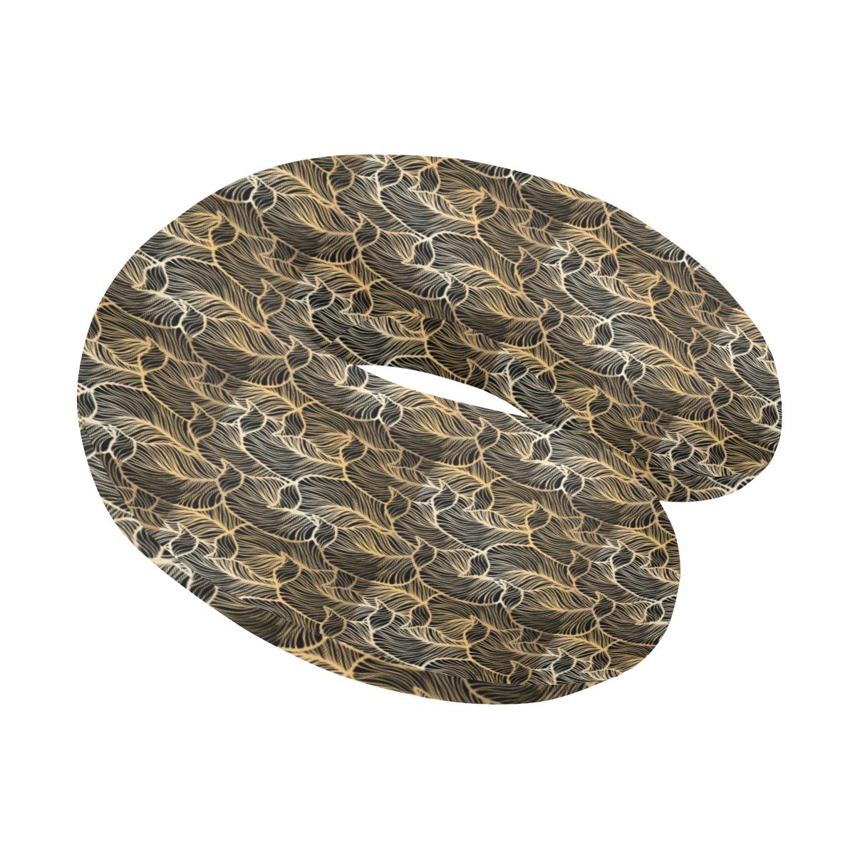Elegant Gold leaf Print U-Shaped Travel Neck Pillow-JTAMIGO.COM