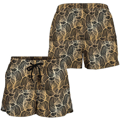 Elegant Gold leaf Print Women Shorts-JTAMIGO.COM