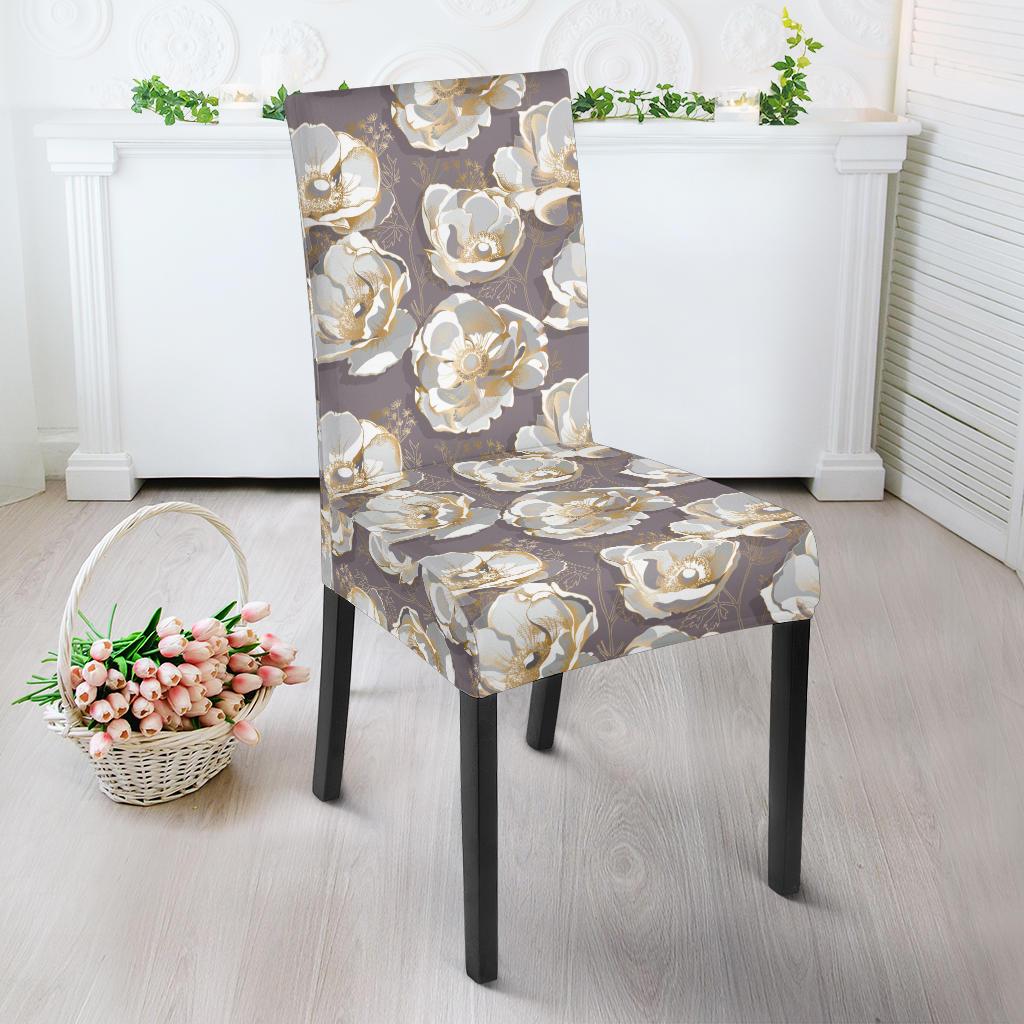 Elegant Grey Flower Print Dinning Chair Slipper-JTAMIGO.COM