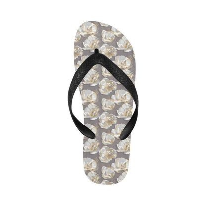 Elegant Grey Flower Print Flip Flops-JTAMIGO.COM