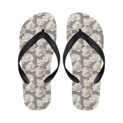 Elegant Grey Flower Print Flip Flops-JTAMIGO.COM