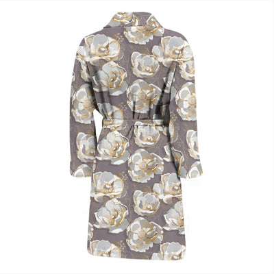 Elegant Grey Flower Print Men Bath Robe-JTAMIGO.COM