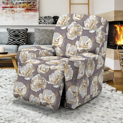 Elegant Grey Flower Print Recliner Slipcover-JTAMIGO.COM