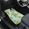Elegant Olive Floral Print Car Floor Mats