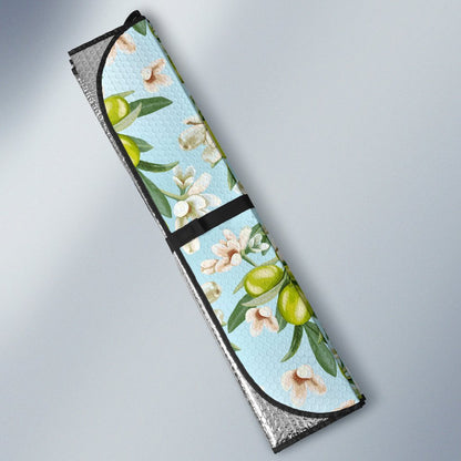 Elegant Olive Floral Print Car Sun Shade For Windshield