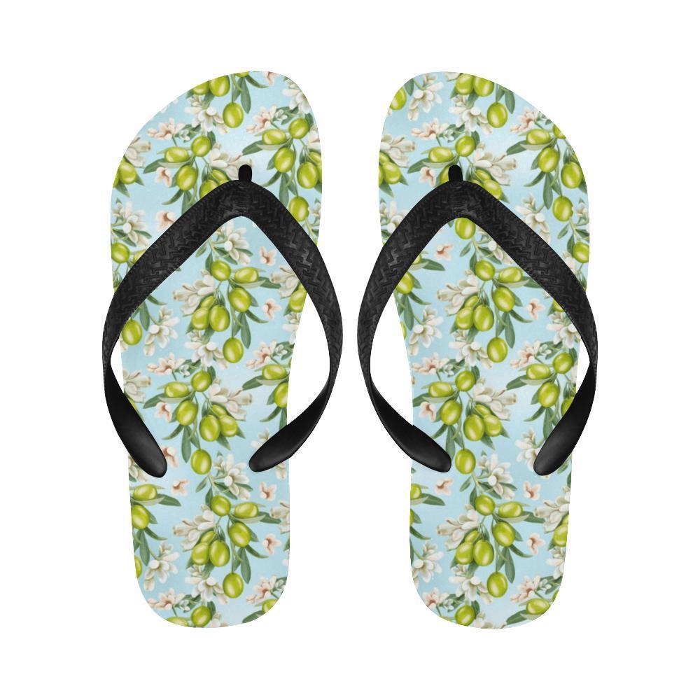 Elegant Olive Floral Print Flip Flops-JTAMIGO.COM