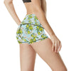 Elegant Olive Floral Print High Waisted Spandex Shorts-JTAMIGO.COM