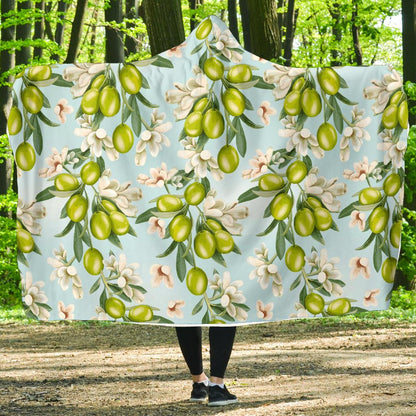 Elegant Olive Floral Print Hooded Blanket-JTAMIGO.COM