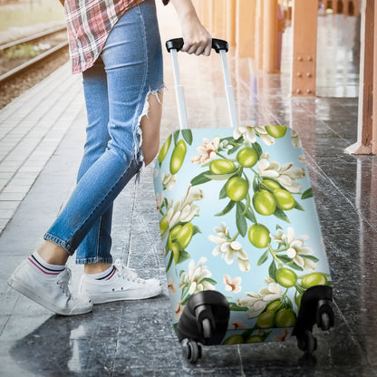 Elegant Olive Floral Print Luggage Cover Protector