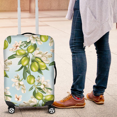 Elegant Olive Floral Print Luggage Cover Protector