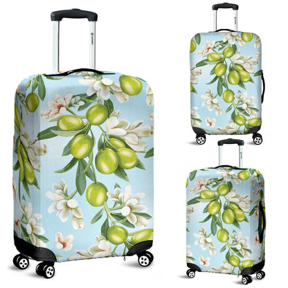 Elegant Olive Floral Print Luggage Cover Protector