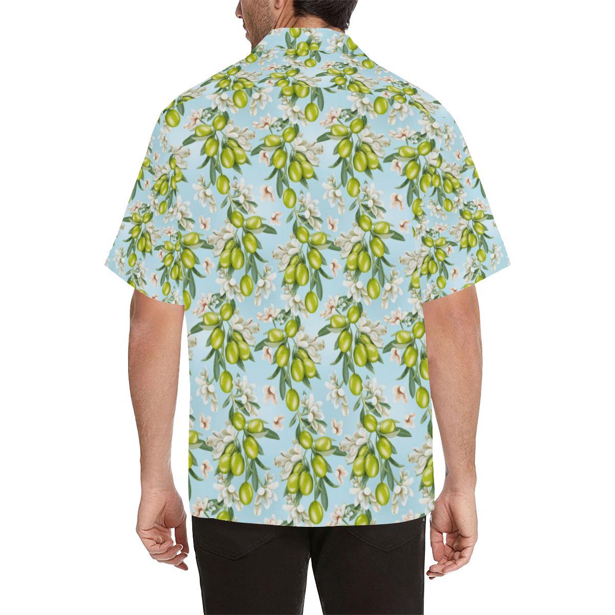 Elegant Olive Floral Print Men Aloha Hawaiian Shirt
