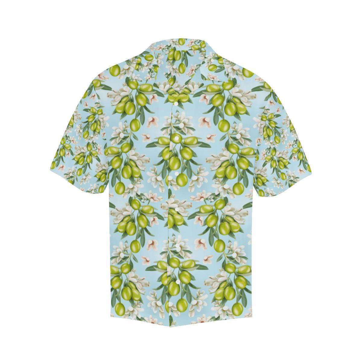 Elegant Olive Floral Print Men Aloha Hawaiian Shirt