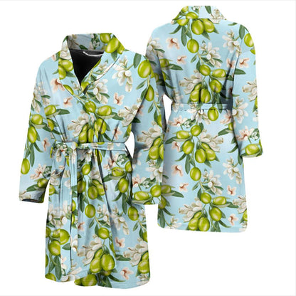 Elegant Olive Floral Print Men Bath Robe-JTAMIGO.COM