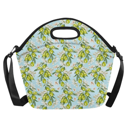 Elegant Olive Floral Print Neoprene Lunch Bag (Model 1669)(Large)-JTAMIGO.COM