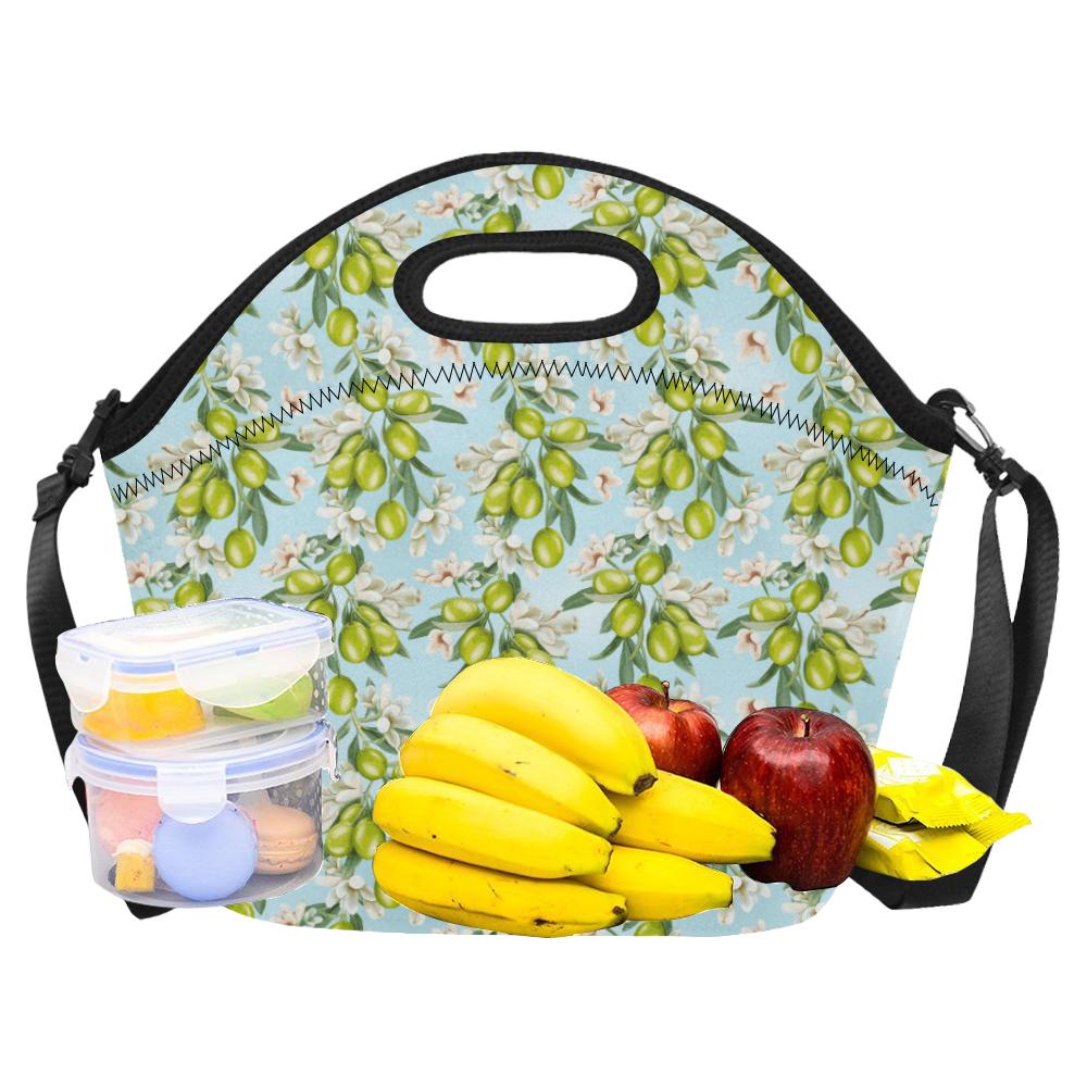 Elegant Olive Floral Print Neoprene Lunch Bag (Model 1669)(Large)-JTAMIGO.COM