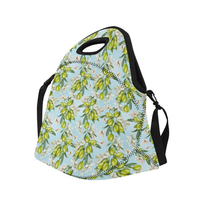 Elegant Olive Floral Print Neoprene Lunch Bag (Model 1669)(Large)-JTAMIGO.COM