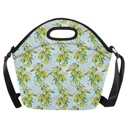 Elegant Olive Floral Print Neoprene Lunch Bag (Model 1669)(Large)-JTAMIGO.COM