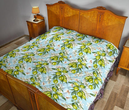 Elegant Olive Floral Print Premium Quilt-JTAMIGO.COM
