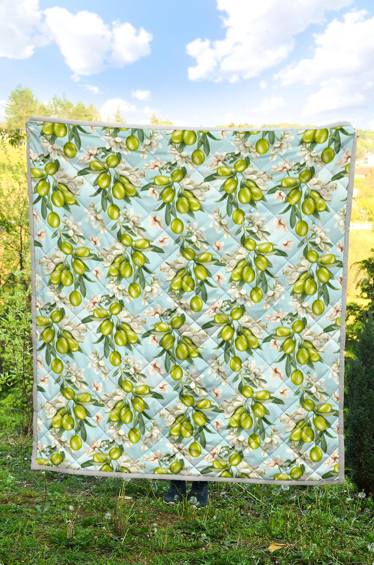 Elegant Olive Floral Print Premium Quilt-JTAMIGO.COM