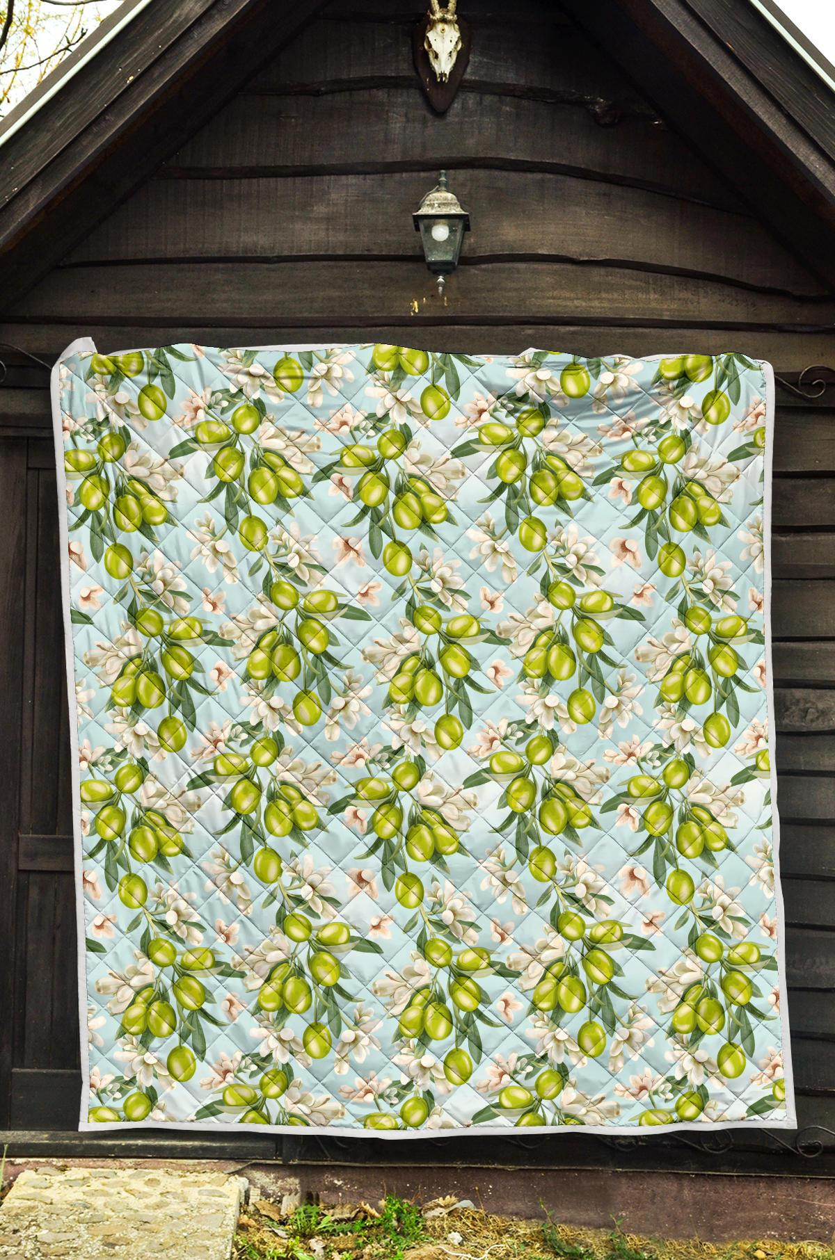 Elegant Olive Floral Print Premium Quilt-JTAMIGO.COM