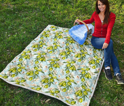 Elegant Olive Floral Print Premium Quilt-JTAMIGO.COM