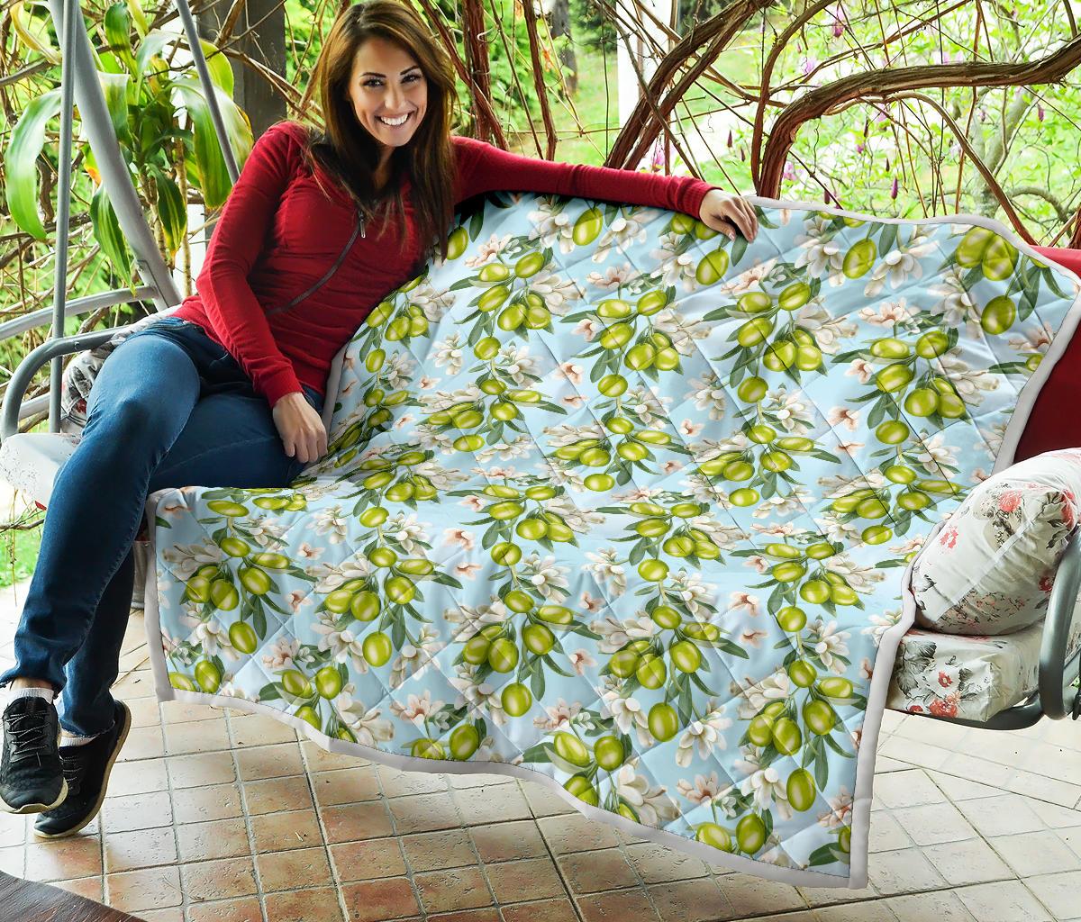 Elegant Olive Floral Print Premium Quilt-JTAMIGO.COM