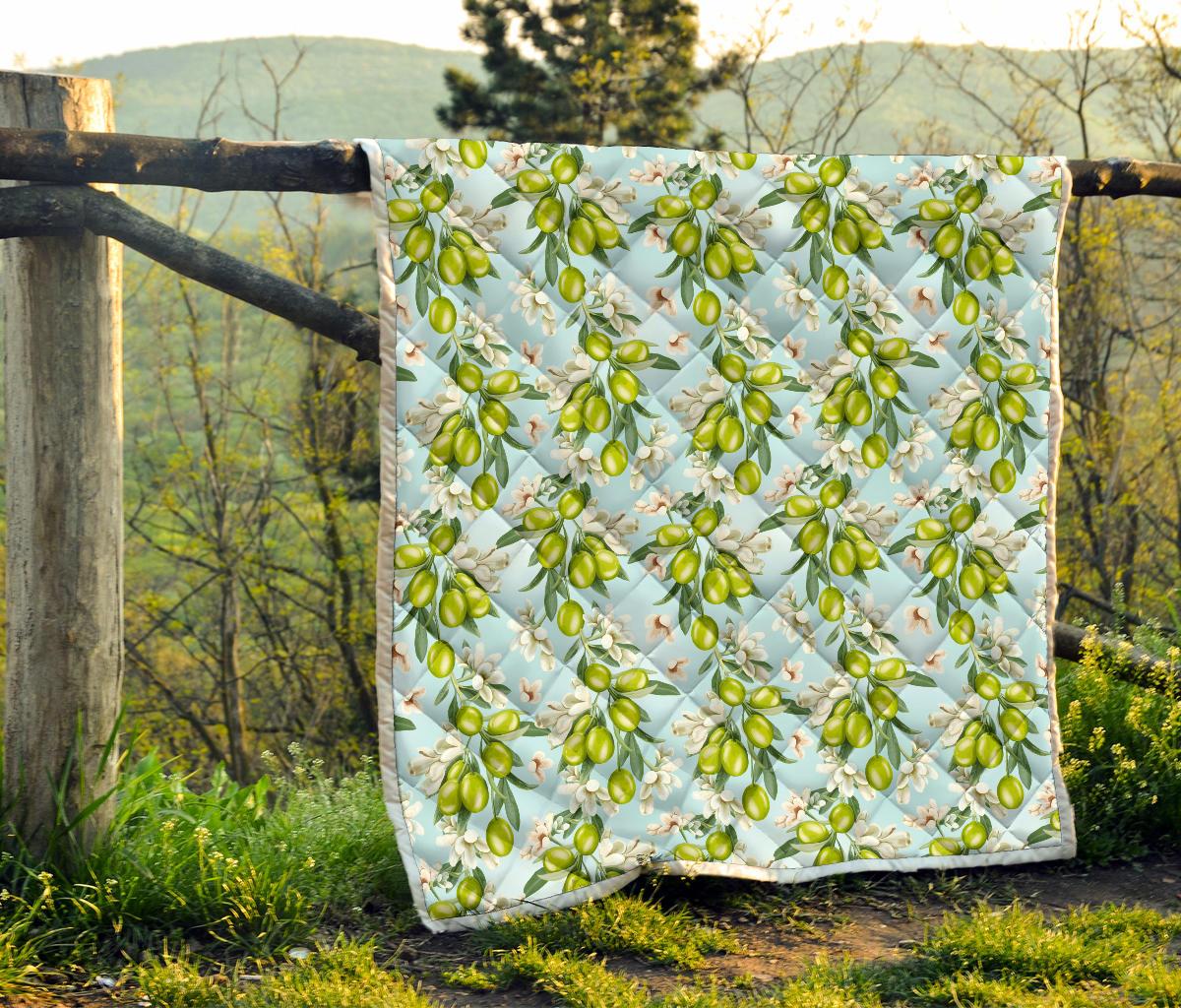 Elegant Olive Floral Print Premium Quilt-JTAMIGO.COM