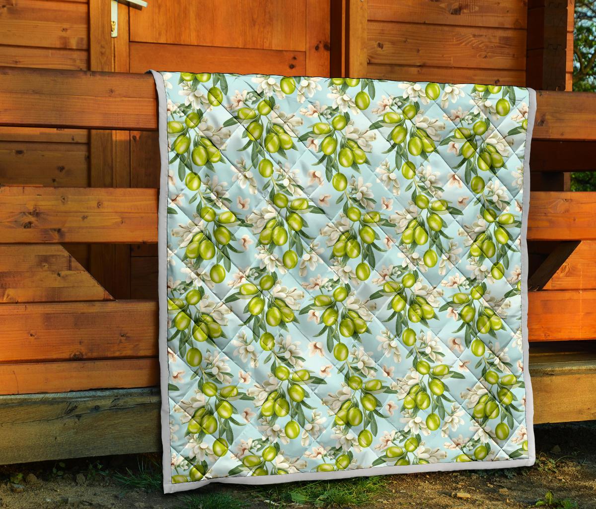 Elegant Olive Floral Print Premium Quilt-JTAMIGO.COM