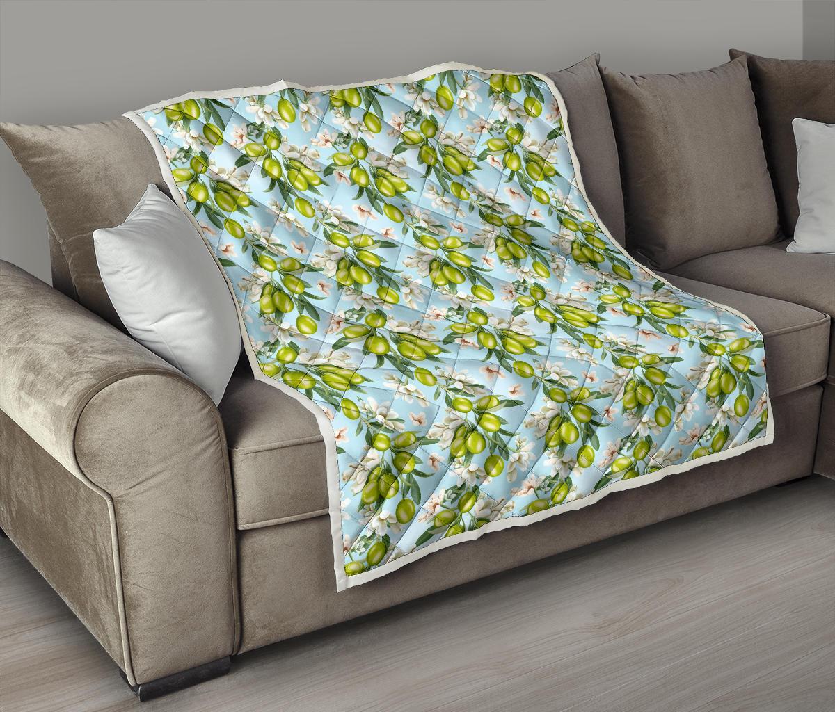 Elegant Olive Floral Print Premium Quilt-JTAMIGO.COM