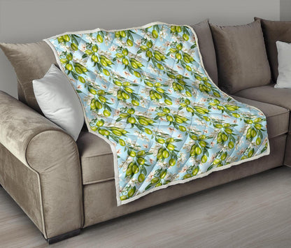 Elegant Olive Floral Print Premium Quilt-JTAMIGO.COM
