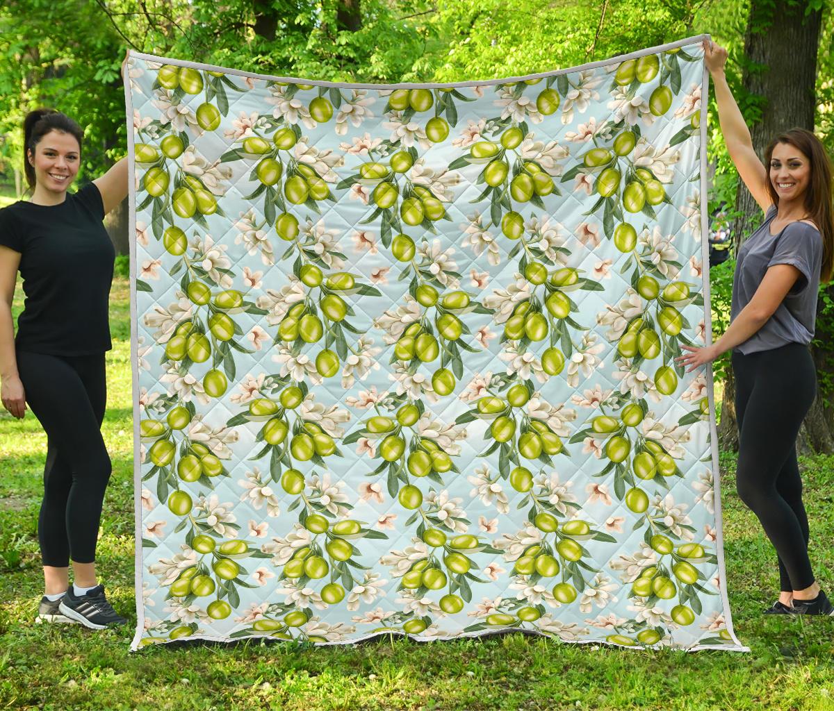 Elegant Olive Floral Print Premium Quilt-JTAMIGO.COM