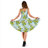 Elegant Olive Floral Print Sleeveless Dress