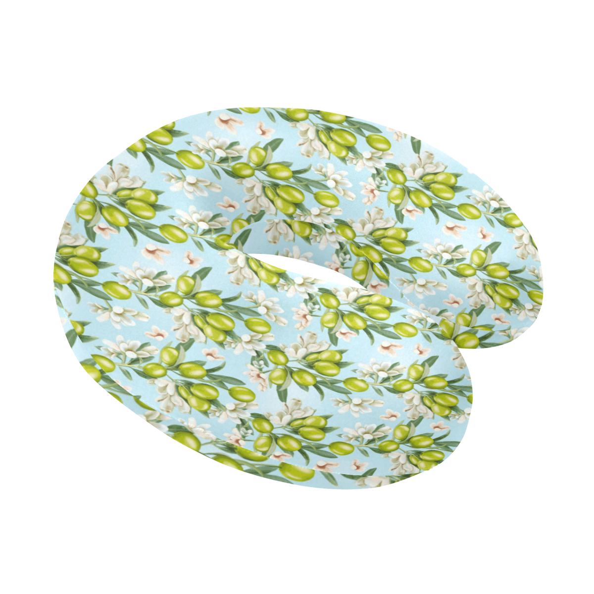 Elegant Olive Floral Print U-Shaped Travel Neck Pillow-JTAMIGO.COM