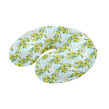 Elegant Olive Floral Print U-Shaped Travel Neck Pillow-JTAMIGO.COM