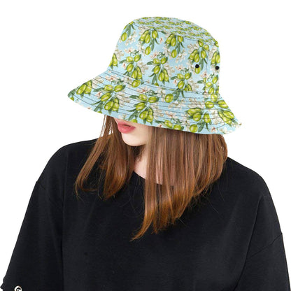 Elegant Olive Floral Print Unisex Bucket Hat